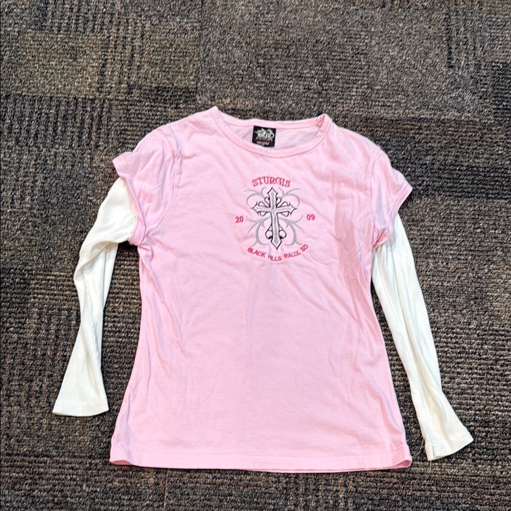 Girls Biker Design Pink XL Sturgis 2009 T shirt